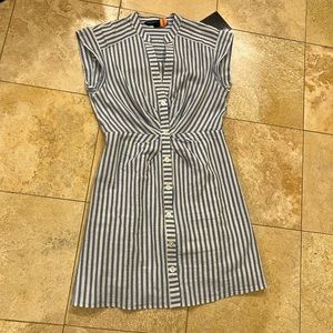 Veronica Beard fitted dress size M blue and white stripes